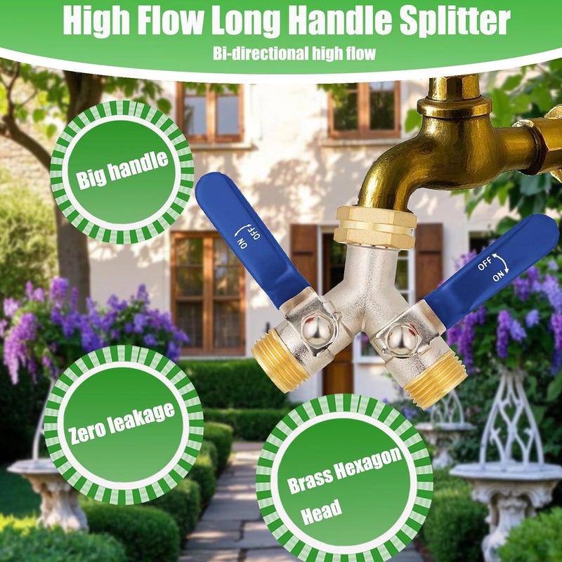 EJW Hose splitter, 2 way hose splitter, Garden hose splitters,Faucet splitters, Outdoor Faucet Splitter, 2 way Hose connector,Brass splitter 3/4” GHT Threads - Image 5